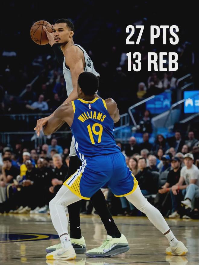 文班亚马狂砍41分18板 马刺大胜勇士创队史纪录